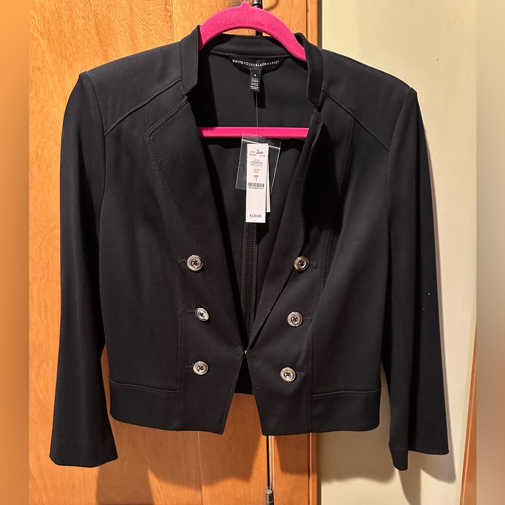 White House Black Market Black Cropped Military Blazer